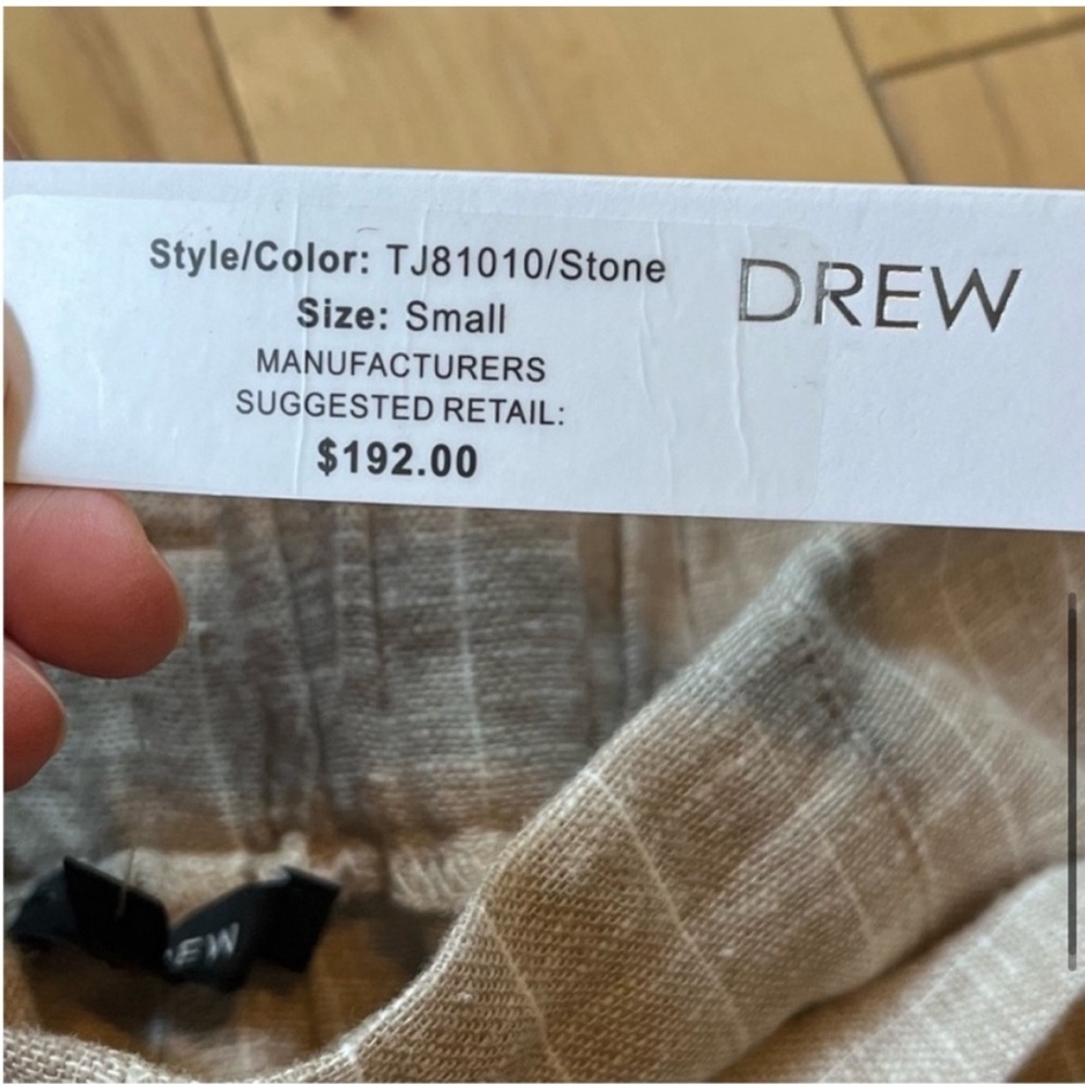NWT DREW Striped Belted Linen Pants
Size Small Tan and White - Picture 7 of 10
